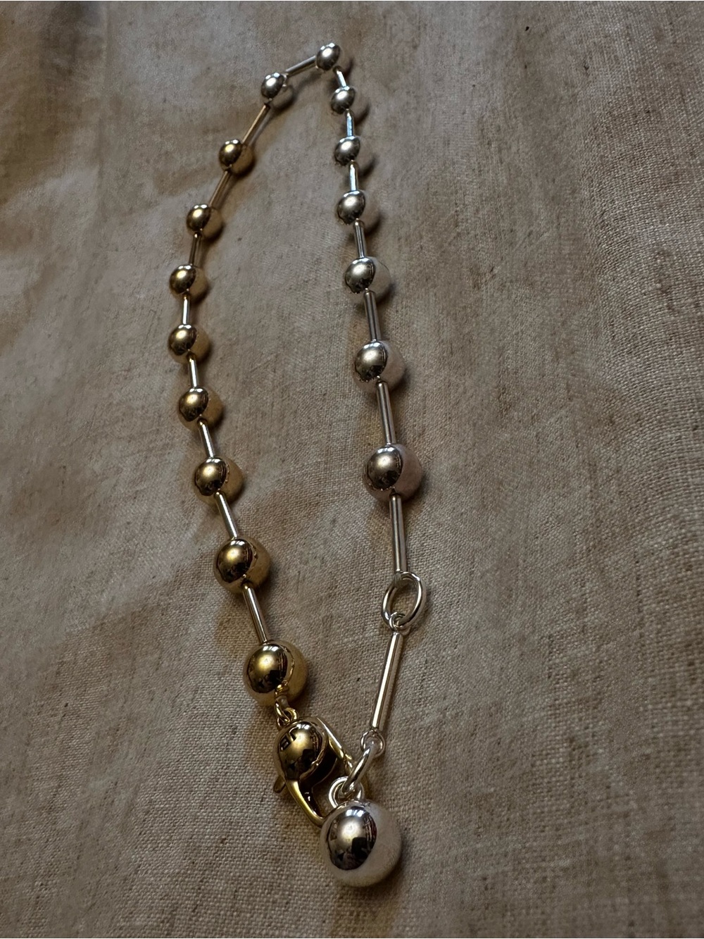 Jenny Bird Two-Tone Bead Link Necklace in Silver & Gold Tones - Picture 8 of 9
